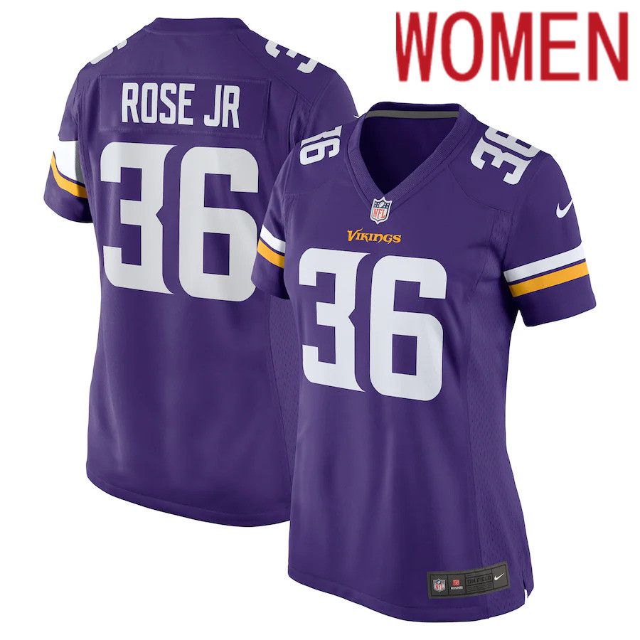 Women Minnesota Vikings #36 A.J. Rose Jr. Nike Purple Game Player NFL Jersey->women nfl jersey->Women Jersey